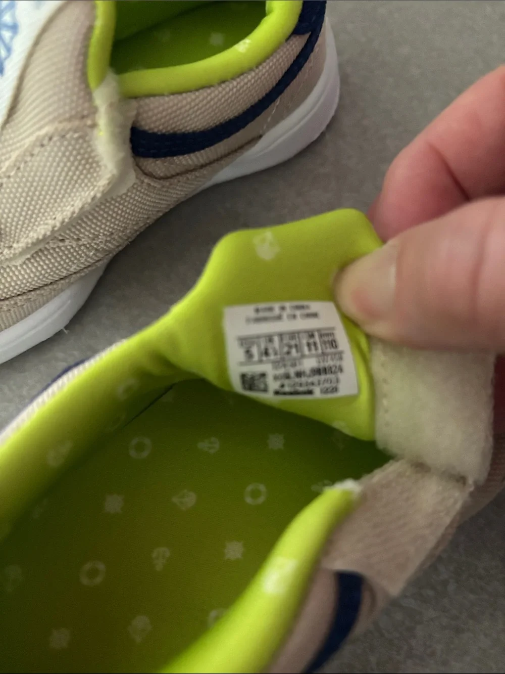 Reebok Baby/Toddler Slip-On Sneakers in Beige with Neon Green Accents-Brand New!